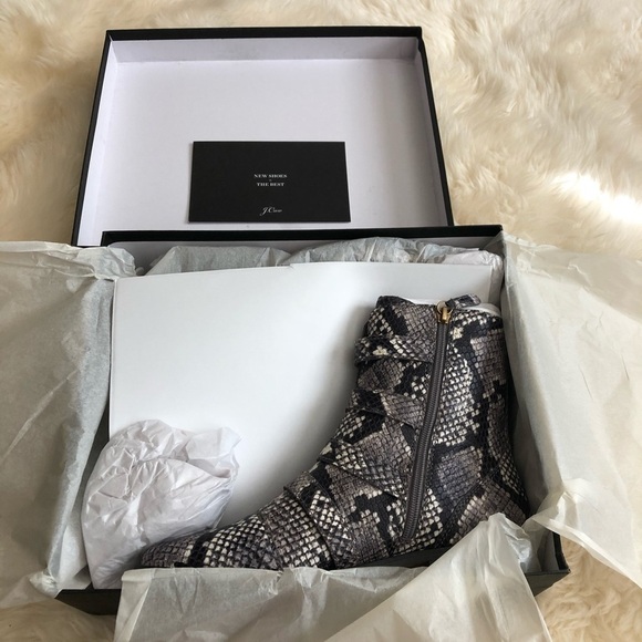 J. Crew Multi Buckle Leather Short Boot Snake 8 - Picture 7 of 13